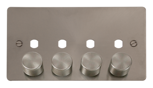 Click Define FPBS154PL Flat Plate 4G Unfurnished Dimmer Plate & Knobs (1600W Max) - Brushed Stainless - westbasedirect.com