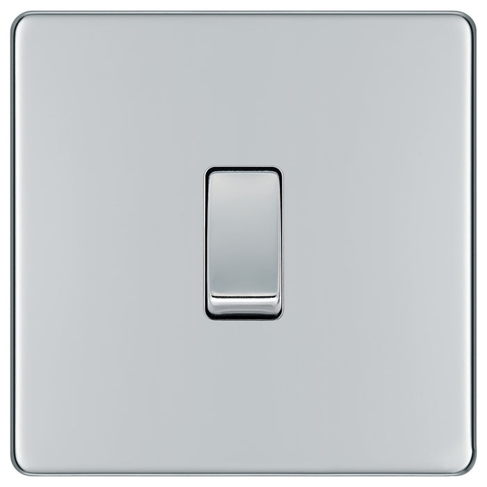 BG FPC12 Flatplate Screwless Single Light Switch 10A - Polished Chrome - westbasedirect.com