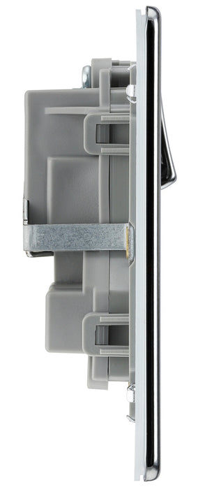 BG FPC22G Flatplate Screwless Double Socket 13A - Grey Insert - Polished Chrome (5 Pack) - westbasedirect.com