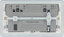 BG FPC22UAC45W Flatplate Screwless 13A Double Switched Power Socket + USB A+C (45W) - Polished Chrome + White Insert - westbasedirect.com