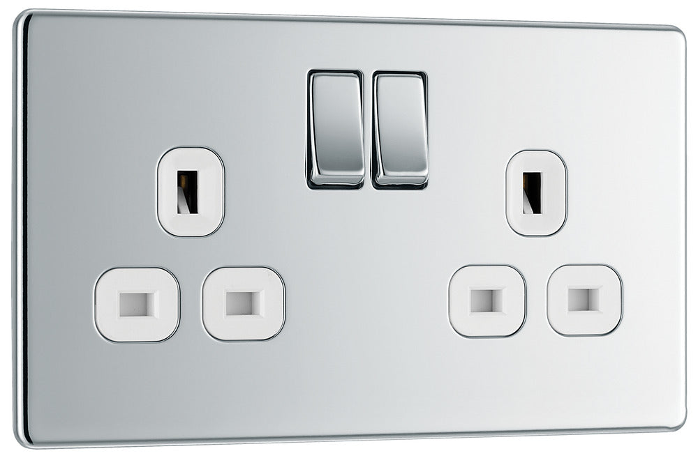 FPC22W Flatplate Screwless Double Socket Insert Polished Chrome