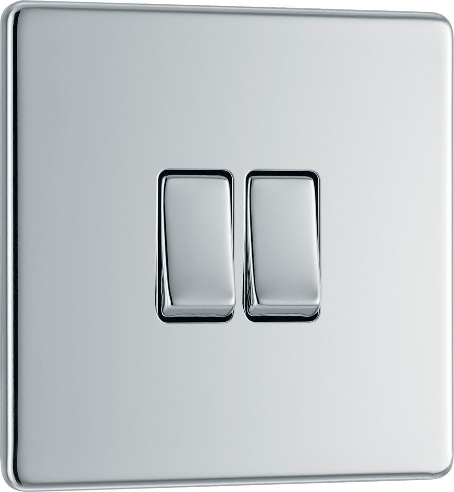 BG Electrical Flatplate 20A 2 Way Double Light Switch