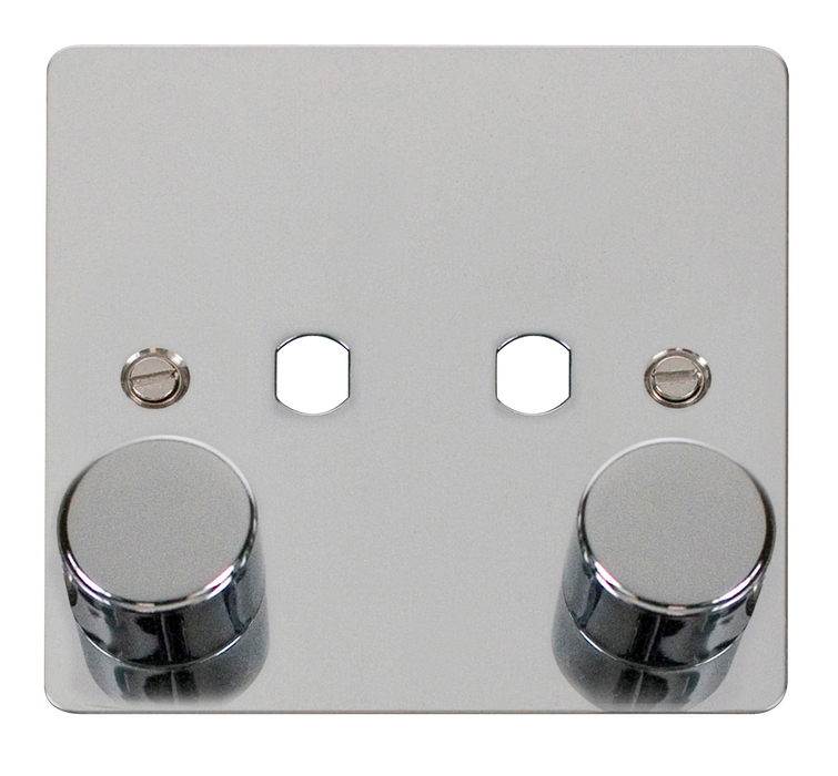 Click Define FPCH152PL Flat Plate 2G Unfurnished Dimmer Plate & Knobs (800W Max) - Polished Chrome - westbasedirect.com