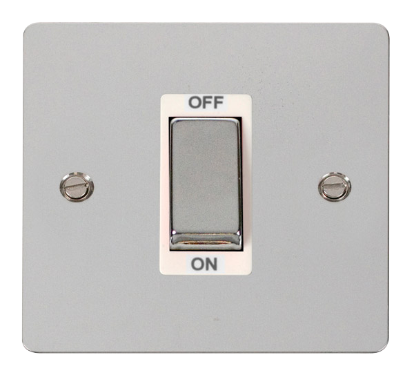 Click Define FPCH500WH Flat Plate 45A Ingot 1G Double Pole Switch - Polished Chrome (White) - westbasedirect.com