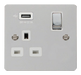 Click Define FPCH571UWH Flat Plate 13A Ingot 1G Switched Socket + 1x2.1A USB - Polished Chrome (White) - westbasedirect.com