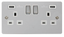 Click Define FPCH580WH Flat Plate 13A Ingot 2G Switched Socket + 2x2.1A USB - Polished Chrome (White) - westbasedirect.com