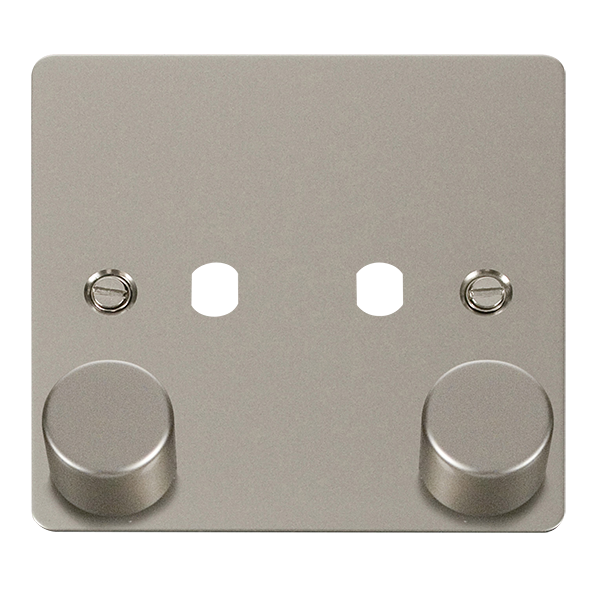 Click Define FPPN152PL Flat Plate 2G Unfurnished Dimmer Plate & Knobs (800W Max) - Pearl Nickel - westbasedirect.com