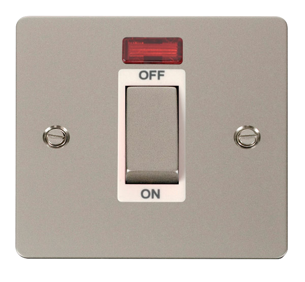 Click Define FPPN501WH Flat Plate 45A Ingot 1G Double Pole Switch + Neon - Pearl Nickel (White) - westbasedirect.com