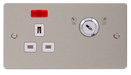 Click Define FPPN655WH Flat Plate 13A Ingot 1G DP Key Lockable Switched Socket + Neon - Pearl Nickel (White) - westbasedirect.com