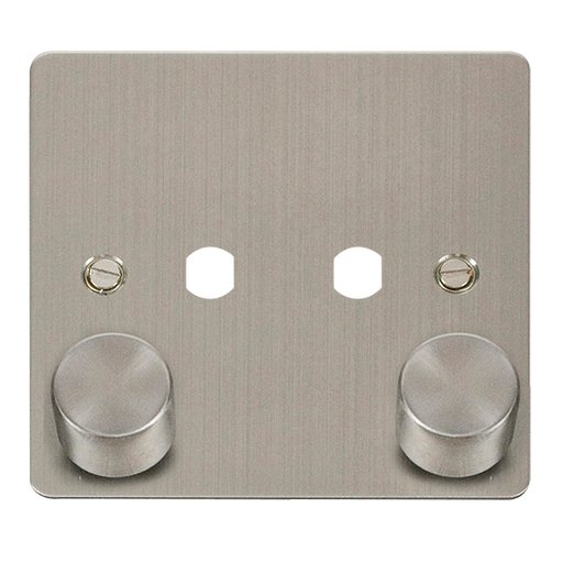 Click Define FPSS152PL Flat Plate 2G Unfurnished Dimmer Plate & Knobs (800W Max) - Stainless Steel - westbasedirect.com