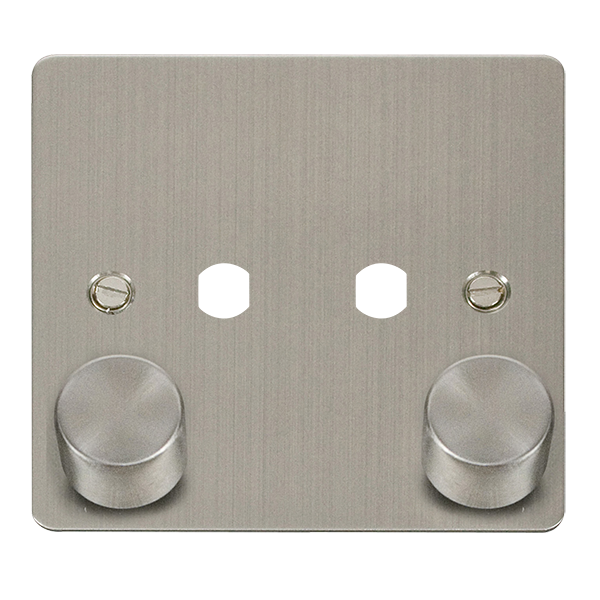 Click Define FPSS152PL Flat Plate 2G Unfurnished Dimmer Plate & Knobs (800W Max) - Stainless Steel - westbasedirect.com