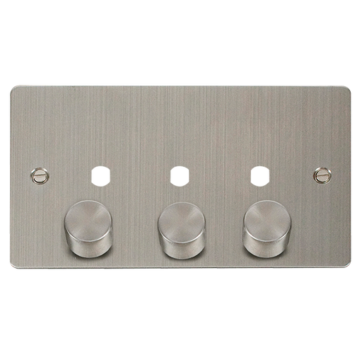 Click Define FPSS153PL Flat Plate 3G Unfurnished Dimmer Plate & Knobs (1200W Max) - Stainless Steel - westbasedirect.com
