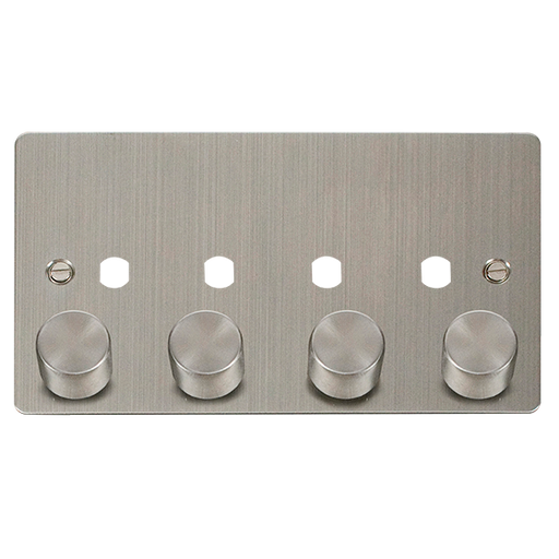 Click Define FPSS154PL Flat Plate 4G Unfurnished Dimmer Plate & Knobs (1600W Max) - Stainless Steel - westbasedirect.com