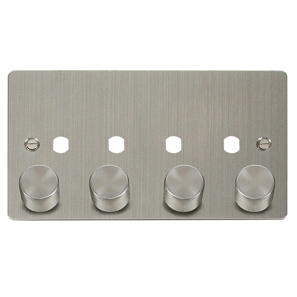 Click Define FPSS154PL Flat Plate 4G Unfurnished Dimmer Plate & Knobs (1600W Max) - Stainless Steel - westbasedirect.com