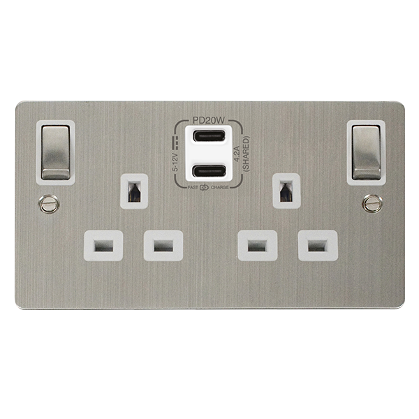Buy Click Define FPSS596WH Flat Plate 'Ingot' 13A 2 Gang Switched ...