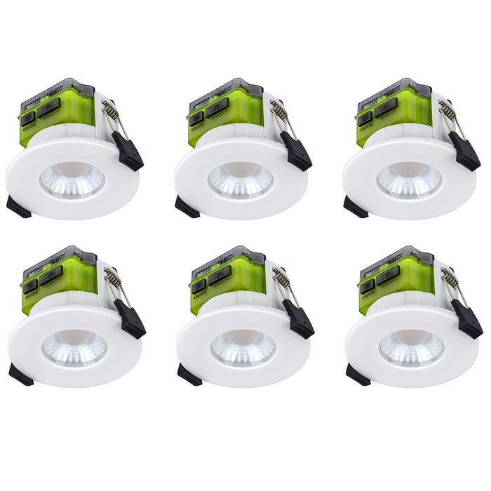 Luceco FTF6WCCT FType MK2 4W/6W 750lm Power Change & 4 Colour CCT 2700K/3000K/4000K/6000K Dimmable IP65 White - Flat (6 Pack)