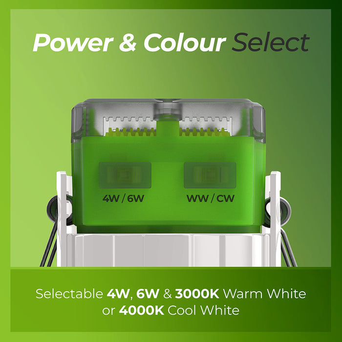 Luceco FTF6WD2W FType MK2 4W/6W 690lm Power Change & CCT Change 3000K/4000K Dim2Warm Dimmable IP65 White - Flat (10 Pack)