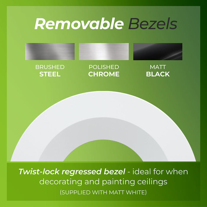 Luceco FTR6WCCT FType MK2 4W/6W 750lm Power Change & 4 Colour CCT 2700K/3000K/4000K/6000K Dimmable IP65 White - Regressed (6 Pack)