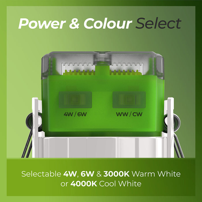 Luceco FTR6WD2W FType MK2 4W/6W 690lm Power Change & CCT Change 3000K/4000K Dim2Warm Dimmable IP65 White - Regressed (6 Pack)