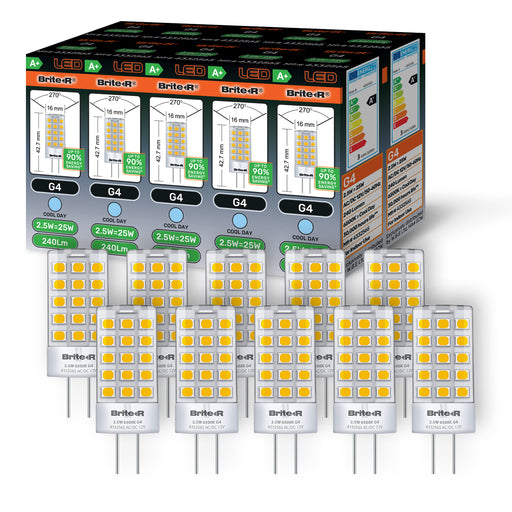 Brite-R 2.5W G4 LED Bulb Cool White 6500K (10 Pack) - westbasedirect.com