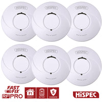 HiSPEC BATTERY Power Radio Frequency 5x Smoke & 1x Heat Detector RF10-PRO with 10Yr Sealed Lithium Battery