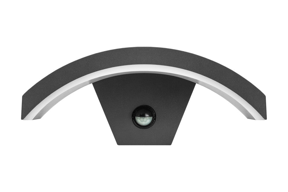 Integral ILDEA029 Outdoor Decorative Wall Light Curve PIR IP54 380Lm 8W 4000K Down Light Dark Grey
