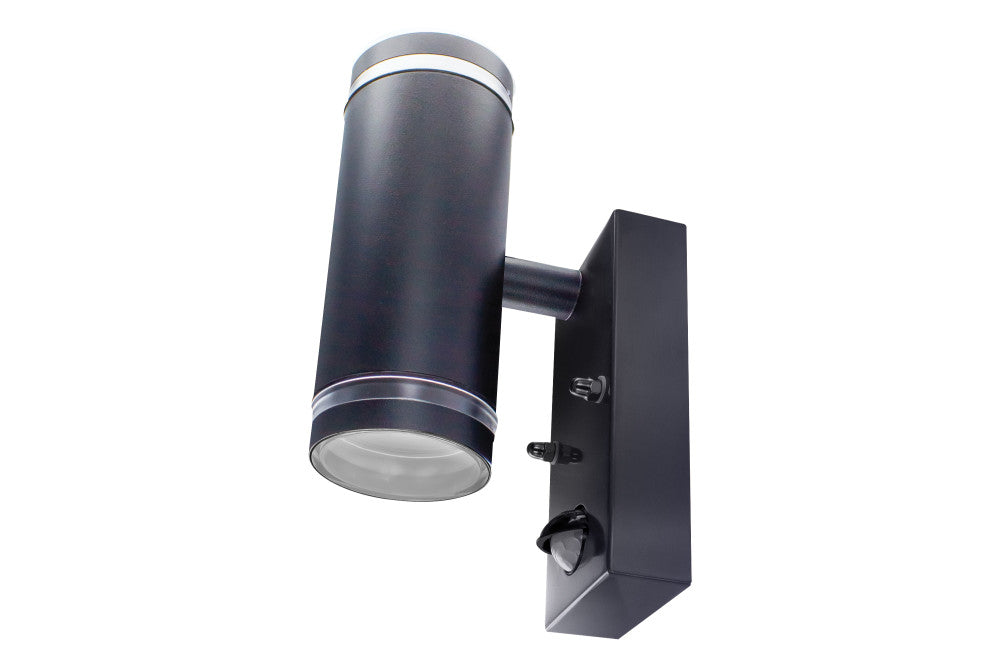 Integral ILDED048 Outdoor Stainless Steel Up And Down GU10 IP54 Wall Light with PIR Black