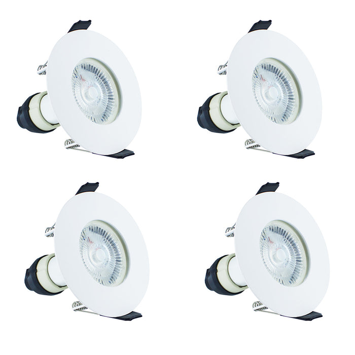 Integral ILDLFR70D001-4 Evofire Fire Rated Downlight 70mm Cutout IP65 White Round +GU10 Holder (4 Pack) - westbasedirect.com