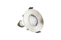 Integral ILDLFR70D002-4 Evofire Fire Rated Downlight 70mm Cutout IP65 Satin Nickel Round +GU10 Holder (4 Pack)