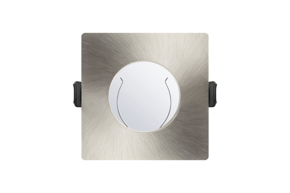 Integral ILDLFR70D008 Evofire Fire Rated Downlight 70mm Cutout IP65 Satin Nickel Square +GU10 Holder