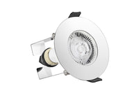 Integral ILDLFR70D018 Evofire Fire Rated Downlight 70mm Cutout IP65 Polished Chrome Round +GU10 Holder & Insulation Guard