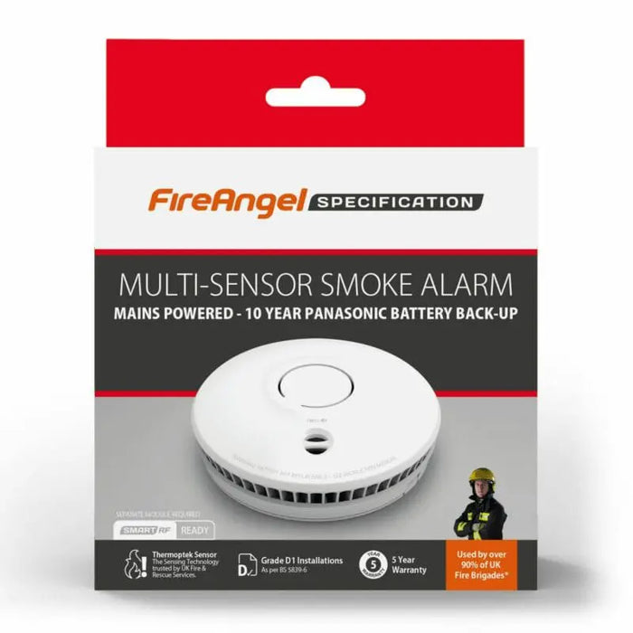 FireAngel SM-SN-1 Mains Powered Multi-Sensor Smoke Alarm with 10 Year Battery Lithium Back-up