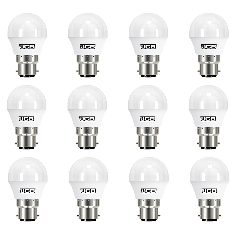 JCB S12500 B22 BC Golf LED Bulb Opal 5.5W 470lm Cool White 4000K (12 P ...