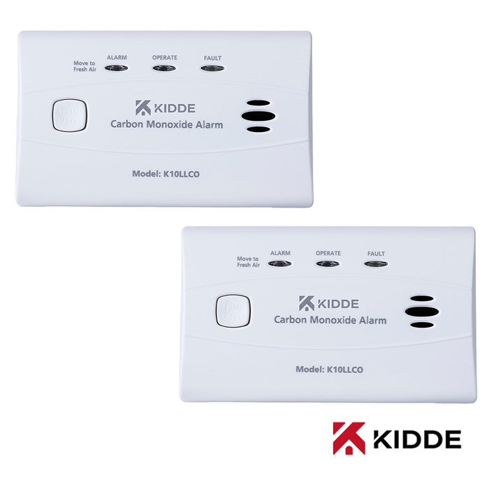 Kidde K10LLCO Battery Powered Carbon Monoxide Alarm 10 Year Sealed-In Battery (Twin Pack)