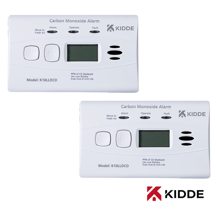 Kidde K10LLDCO Battery Powered Carbon Monoxide Alarm 10 Year Sealed-In Battery with Digital Display (Twin Pack)