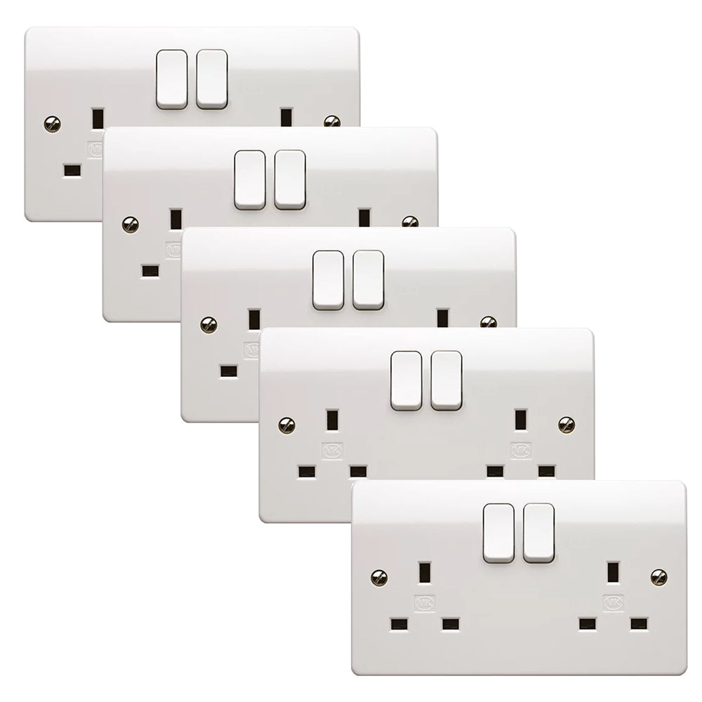 Buy MK Logic Plus K2747WHI White 13A 2 Gang DP Switched Socket (5 Pack ...
