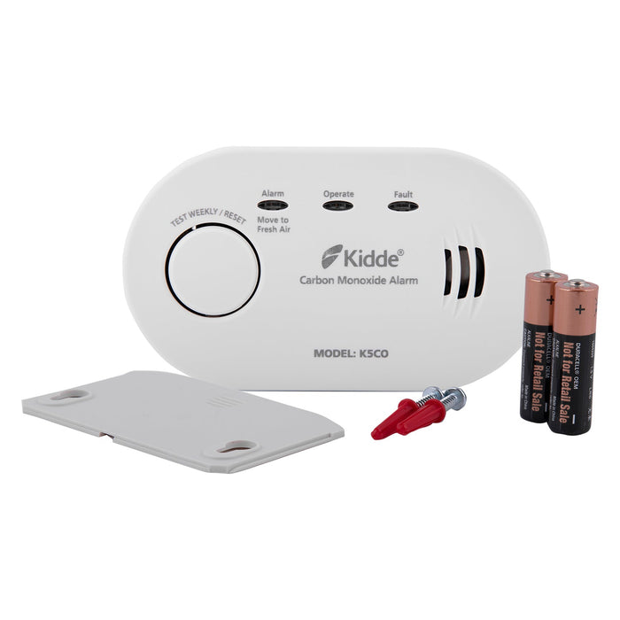 Kidde K5CO Battery Powered Carbon Monoxide Alarm Compact, Alkaline Batteries, 10 Year Sensor Life (Boxed) (Twin Pack)