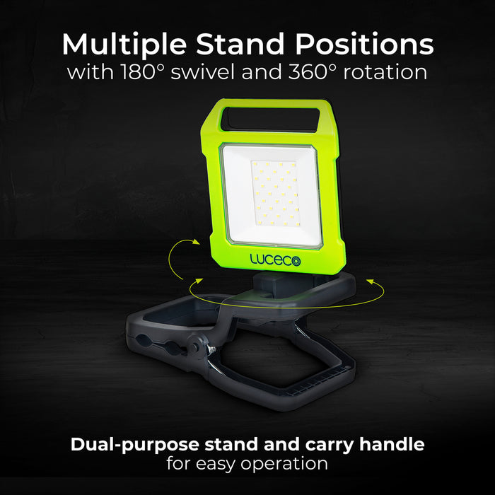 Luceco LILC10G65 Rechargeable Folding Clamp Worklight 1000lm 9W 6500K - USB Charged - westbasedirect.com