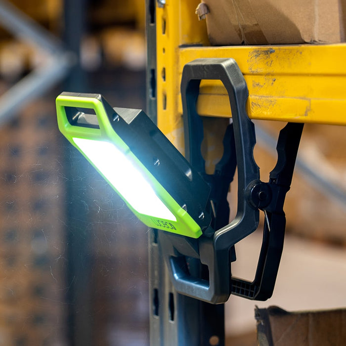 Luceco LILC10G65 Rechargeable Folding Clamp Worklight 1000lm 9W 6500K - USB Charged - westbasedirect.com