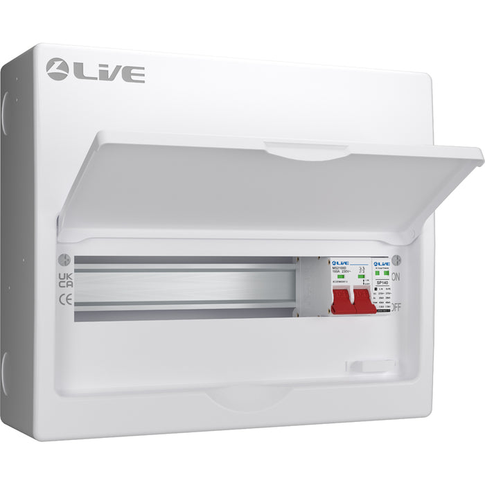 LIVE Electrical LSMC14S-SP 14 Module Metal Clad Consumer Unit c/w 100A Main Switch +20/40kA SPD (11 Usable Way)