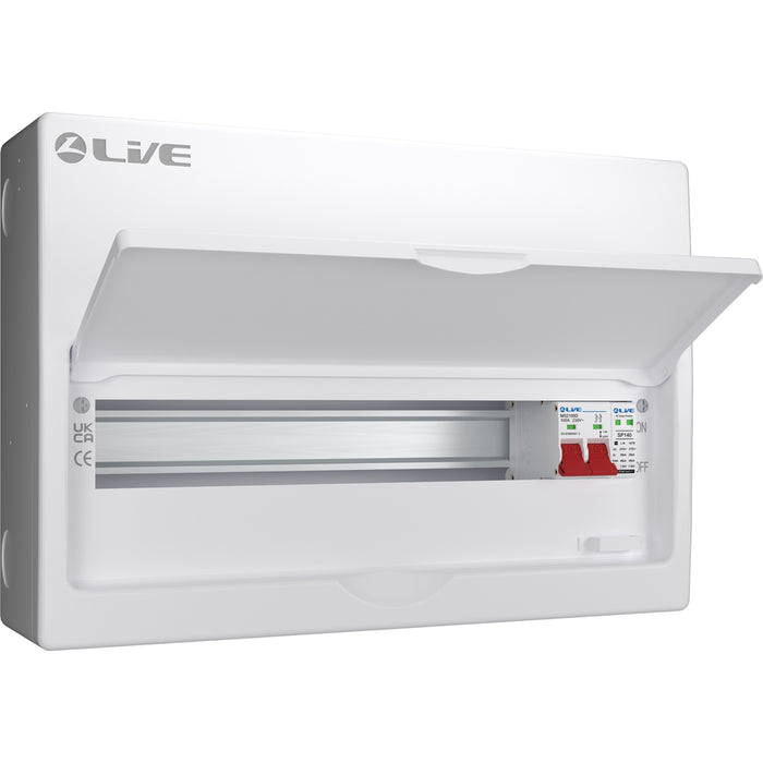 LIVE Electrical LSMC18S-SP 18 Module Metal Clad Consumer Unit c/w 100A Main Switch +20/40kA SPD (15 Usable Way)