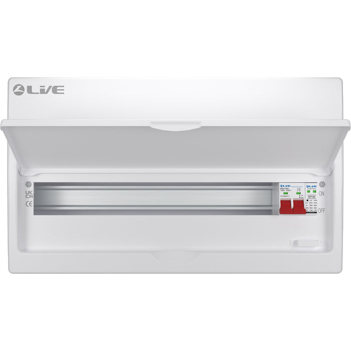 LIVE Electrical LSMC22S-SP 22 Module Metal Clad Consumer Unit c/w 100A Main Switch +20/40kA SPD (19 Usable Way)