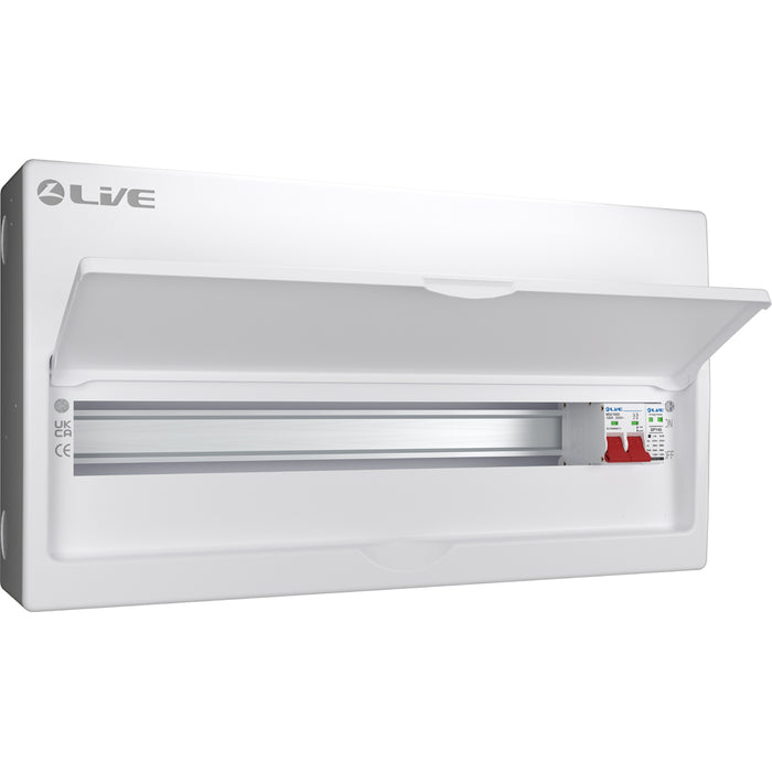 LIVE Electrical LSMC24S-SP 24 Module Metal Clad Consumer Unit c/w 125A Main Switch +20/40kA SPD (21 Usable Way)