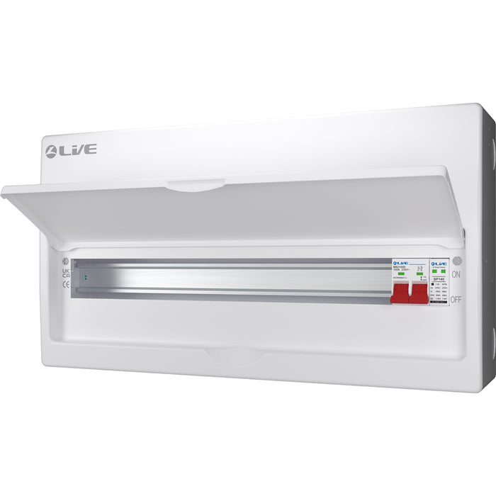 LIVE Electrical LSMC24S-SP 24 Module Metal Clad Consumer Unit c/w 125A Main Switch +20/40kA SPD (21 Usable Way)