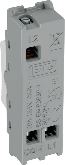 BG GridLite M12C 20A SP 2-Way (Centre Off) Switch Module - White