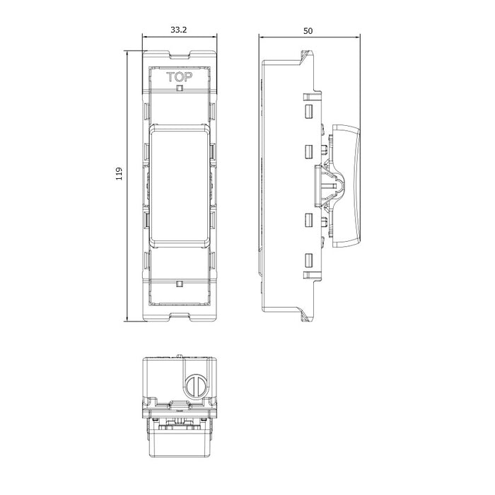 BG GridLite M12C 20A SP 2-Way (Centre Off) Switch Module - White
