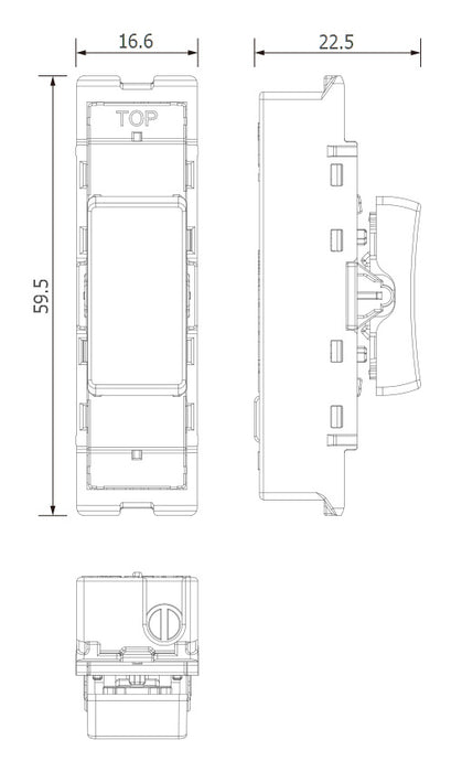 BG GridLite M12C 20A SP 2-Way (Centre Off) Switch Module - White