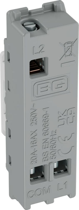 BG GridLite M12EL 20A 16AX SP 2-Way Key Switch Module "EMG LTG TEST" - White