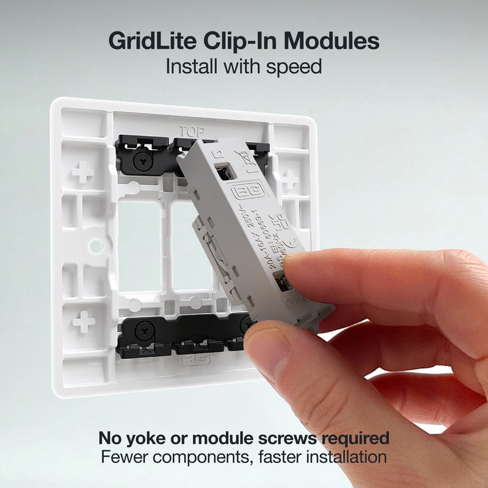BG GridLite M12EL 20A 16AX SP 2-Way Key Switch Module "EMG LTG TEST" - White