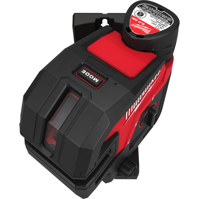 Milwaukee M12CLL4P-301C 12V Cross Line Laser with 4 Points, 1x 3.0Ah Battery, Charger & Case